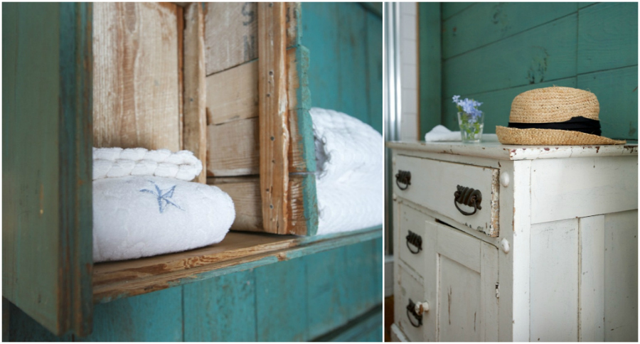 shabby chic blue bathroom collage