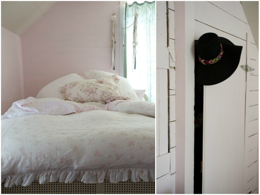 shabby chic pink bed collage