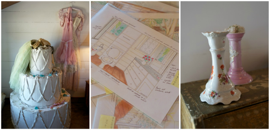 wedding cake sketch collage